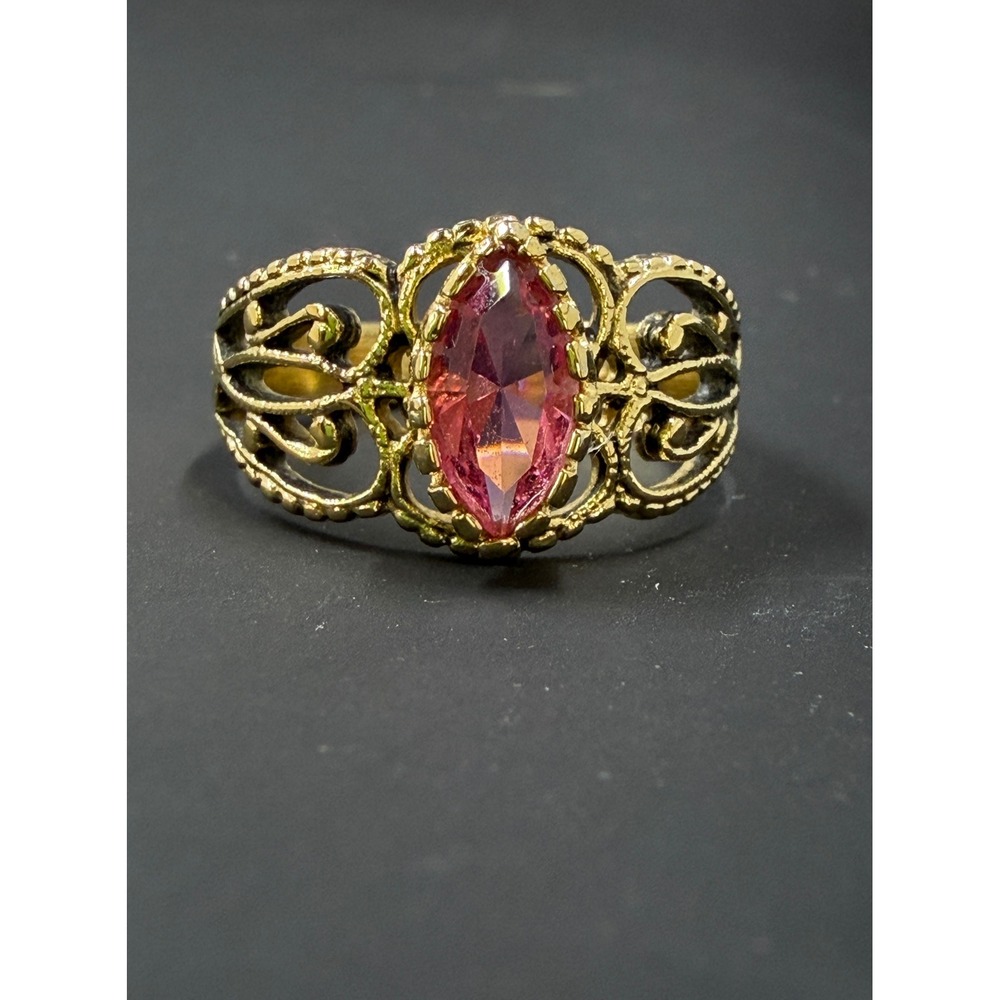 Esposito 14KT GE Pink Marquise CZ Filigree Ring Size 8